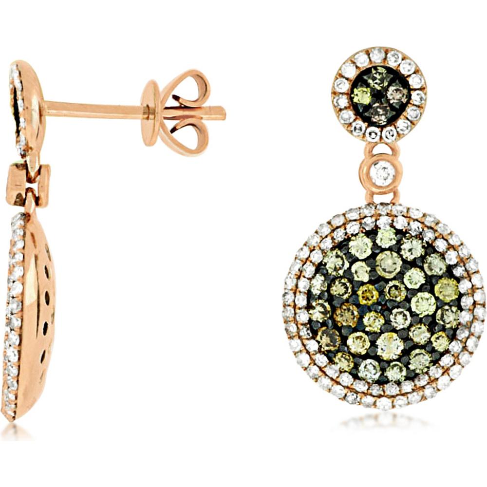 Royal 14K Rose Gold Fancy Diamond Earrings - 1.48 Carat Total Diamond Weight