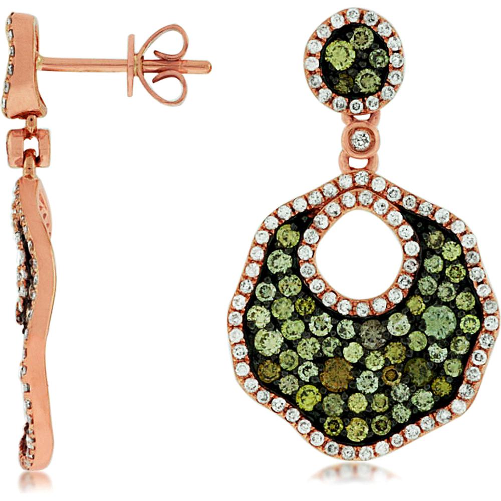Royal 14K Rose Gold Fancy Diamond Earrings - 2.22 Carat Total Diamond Weight
