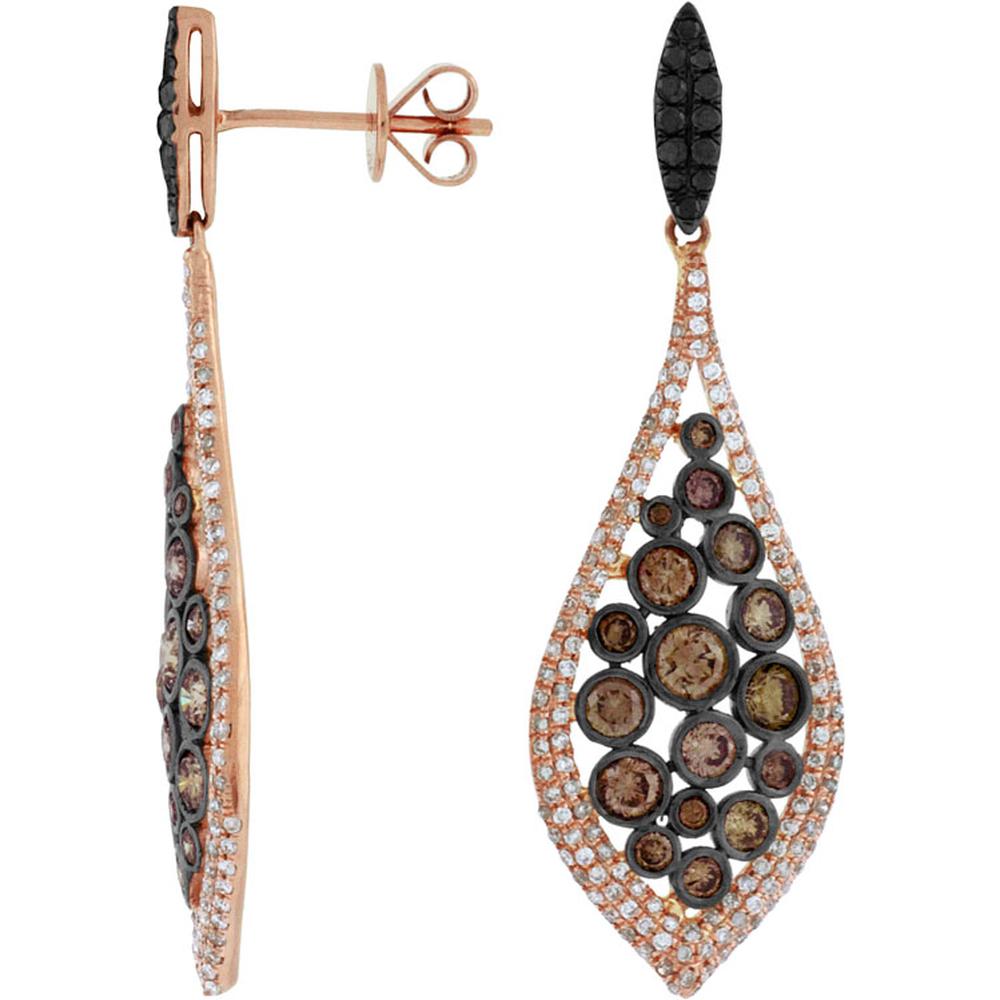 Royal 14K Rose Gold Fancy Diamond Earrings - 3.19 Carat Total Diamond Weight
