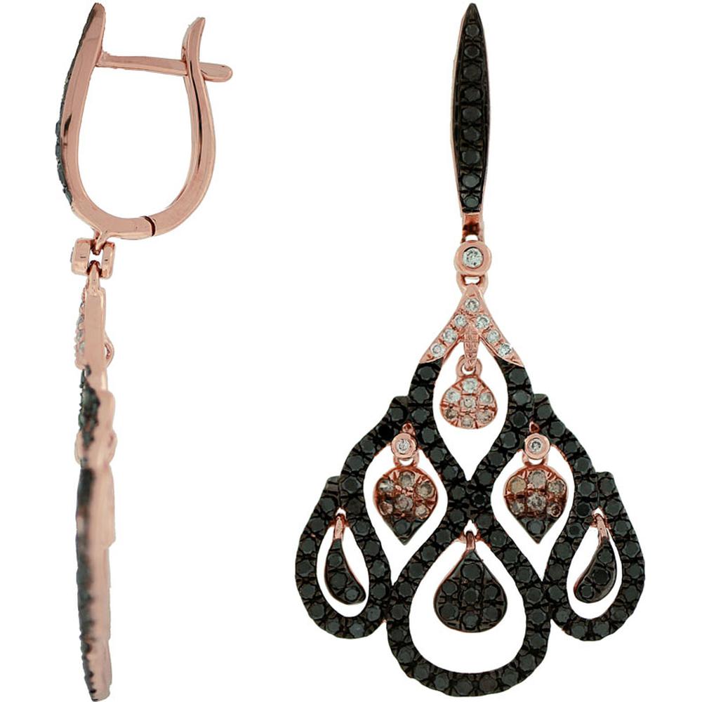 Royal 14K Rose Gold Fancy Diamond Halo Earrings - 2.00 Carat Mocha Diamond