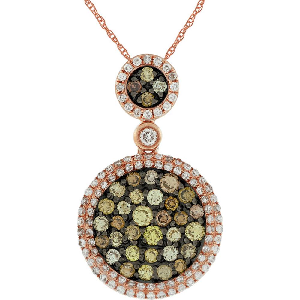Royal 14K Rose Gold Fancy Diamond Pendant - 0.30 Carat Main Stone - 0.58 Carat Additional Stones Total