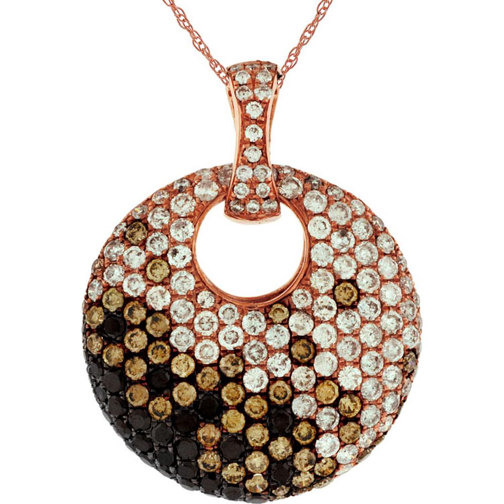 Royal 14K Rose Gold Fancy Diamond Pendant with Mocha and Black Diamonds - 0.65 Carat Total Diamond Weight