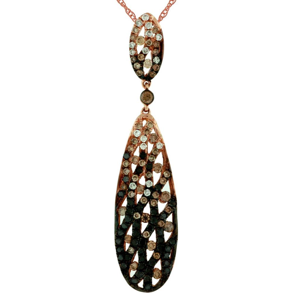 Royal 14K Rose Gold Fancy Diamond Pendant with Mocha and Black Diamonds - 1.25 Carat Total Diamond Weight