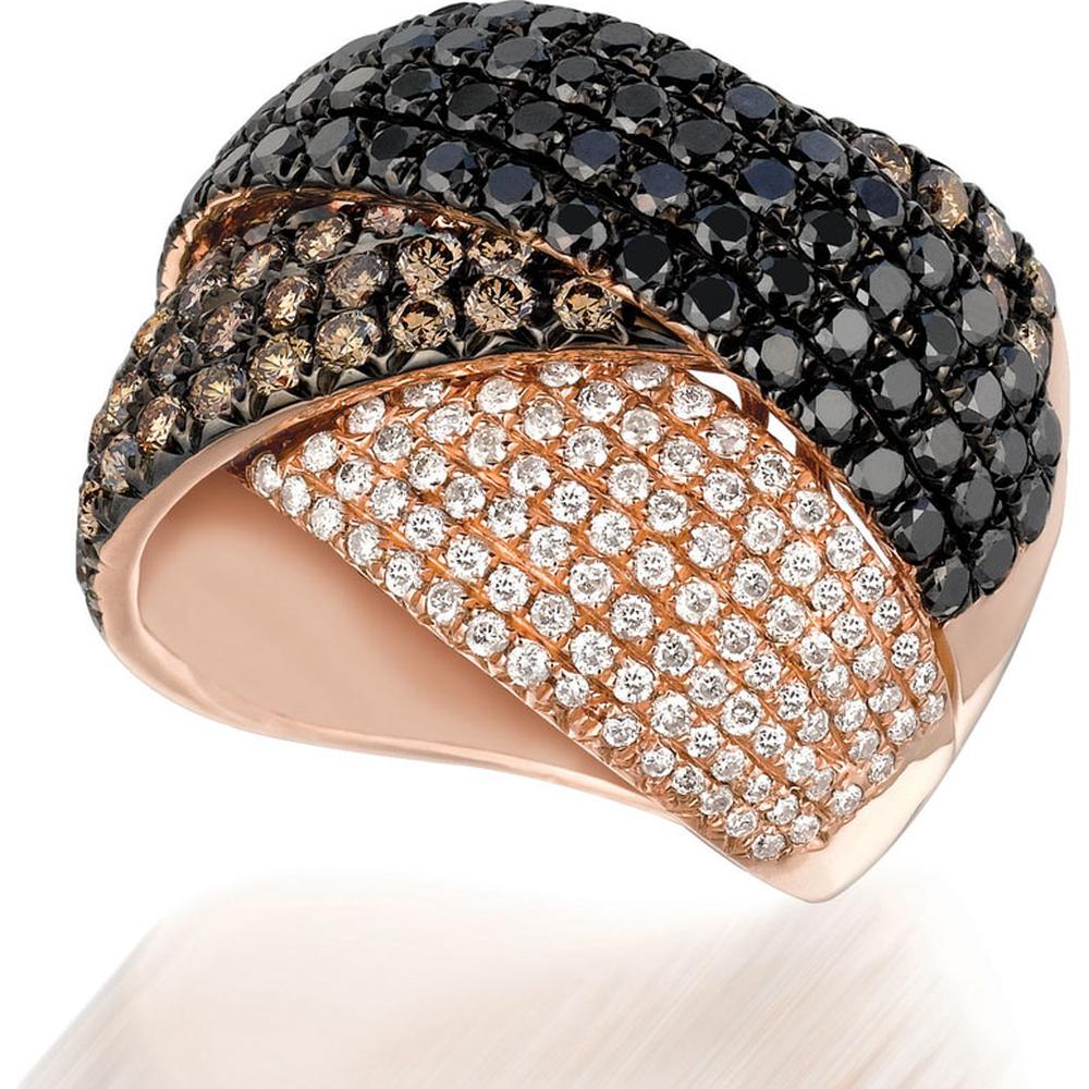 Royal 14K Rose Gold Fancy Diamond Ring with Black and Mocha Diamond Accents - 0.58 Carat Total Diamond Weight
