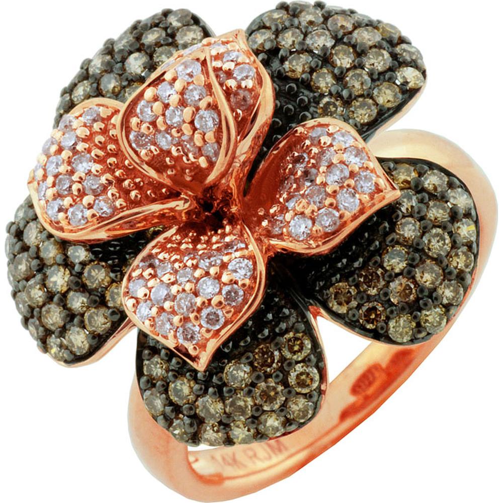 Royal 14K Rose Gold Floral Diamond Ring - 1.25 Carat Total Diamond Weight