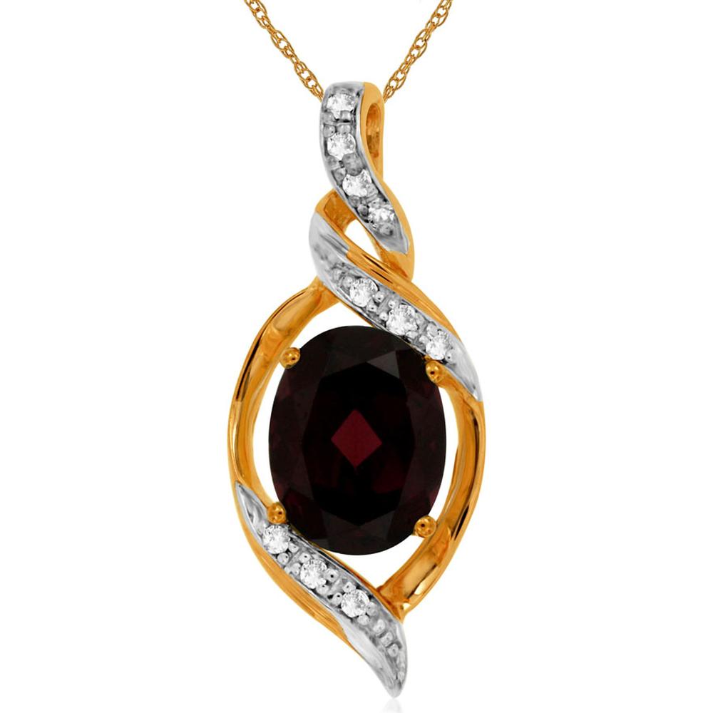 Royal 14K Rose Gold Garnet and Diamond Halo Pendant - 2.20 Carat Garnet, 0.08 Carat Diamond Total Weight