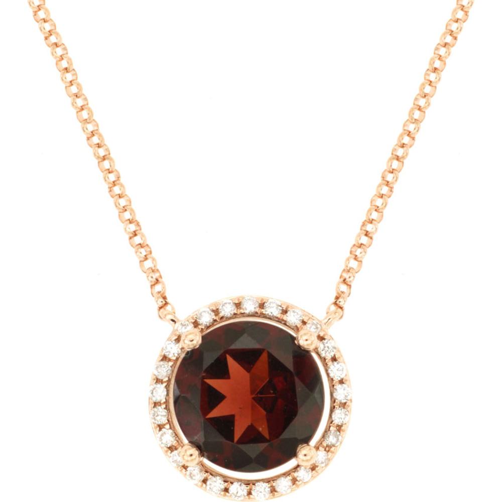 Royal 14K Rose Gold Garnet & Diamond Pendant Necklace - 2.54 Carats Total Weight