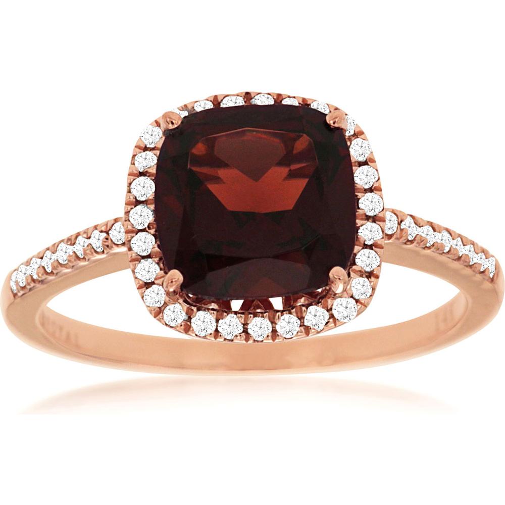 Royal 14K Rose Gold Garnet & Diamond Ring - 2.75 Carat Total Gem Weight