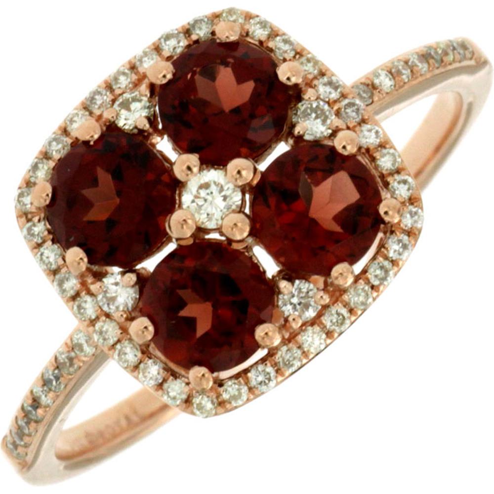 Royal 14K Rose Gold Garnet and Diamond Ring - Timeless Elegance