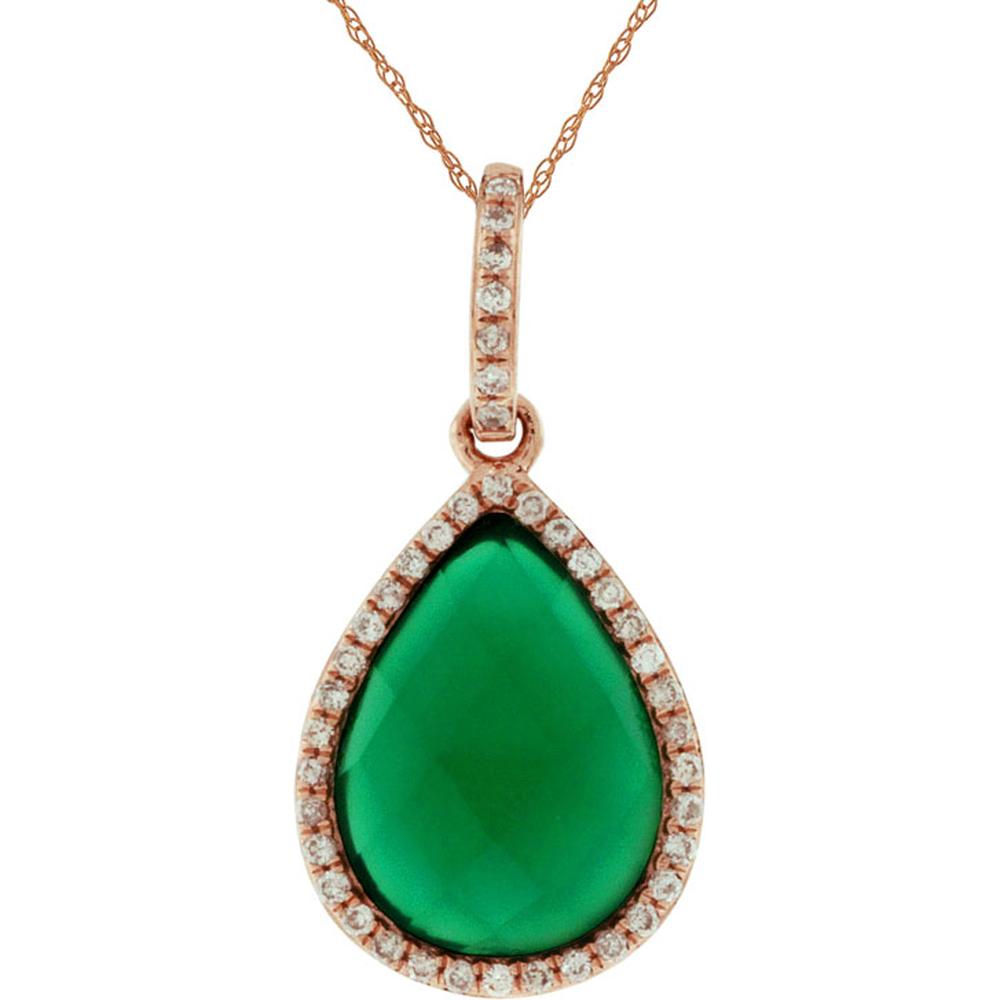 Royal 14K Rose Gold Green Agate Pendant with Diamond Accents - Nature's Elegance