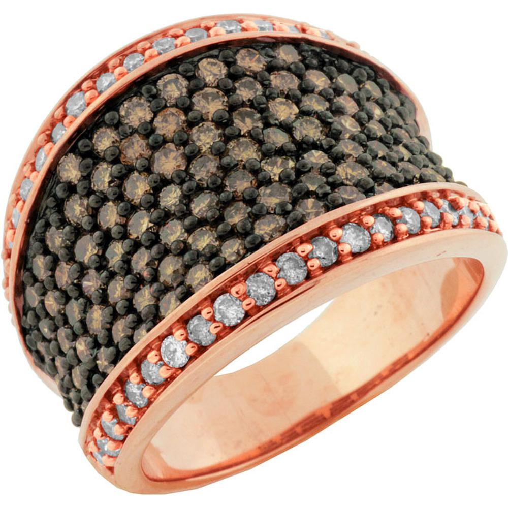 Royal 14K Rose Gold Halo Diamond & Mocha Diamond Ring - 1.52 Carat Total Diamond Weight