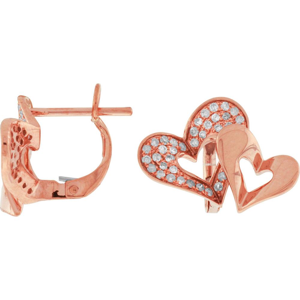 Royal 14K Rose Gold Heart Diamond Earrings - 0.32 Carat Total Diamond Weight