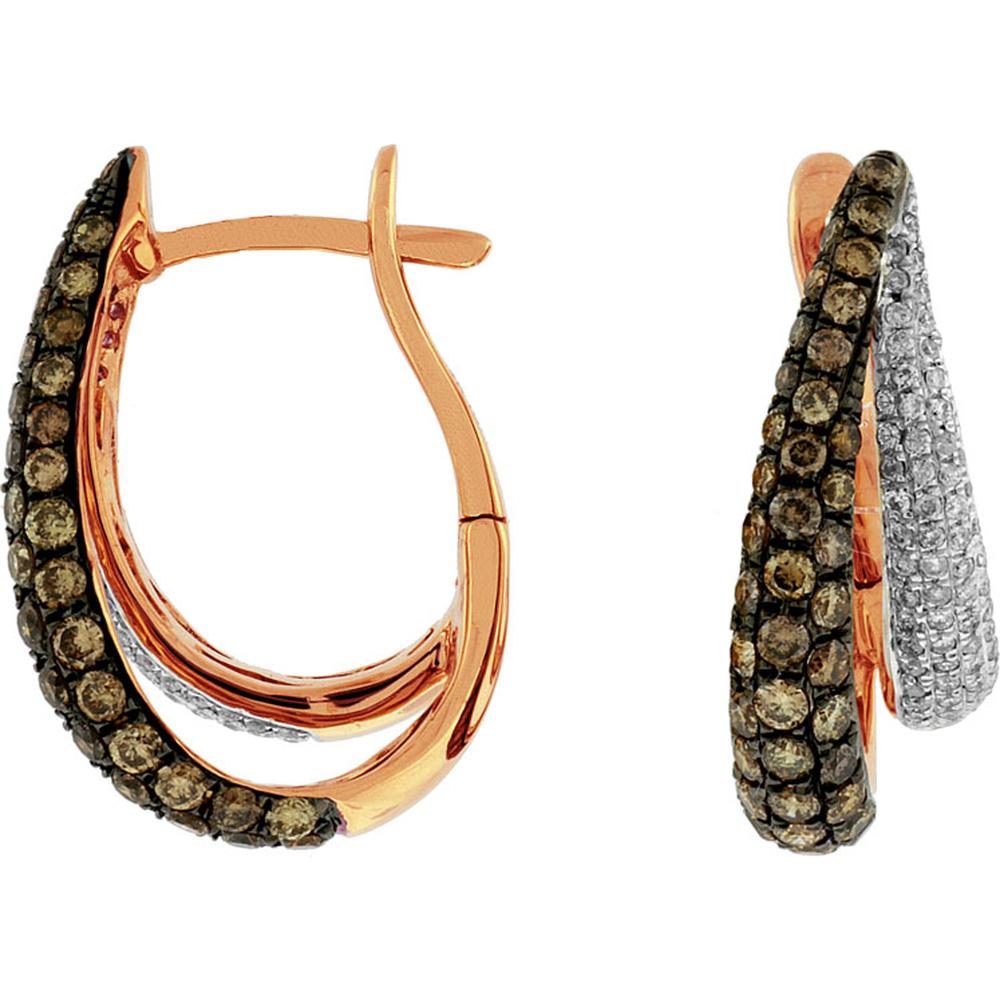 Royal 14K Rose Gold Mocha Diamond & Diamond Earrings - 1.98 Carat Total Diamond Weight