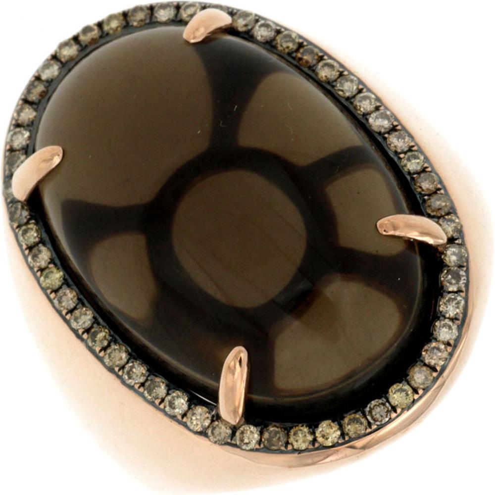 Royal 14K Rose Gold Mocha Diamond & Smoky Quartz Ring - 17.74 Carat Total Gem Weight