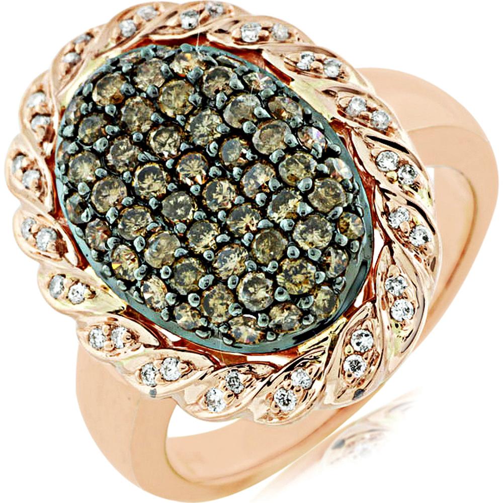 Royal 14K Rose Gold Mocha Diamond Ring - 1.00 Carat Main Stone, 0.15 Carat Diamond Accents