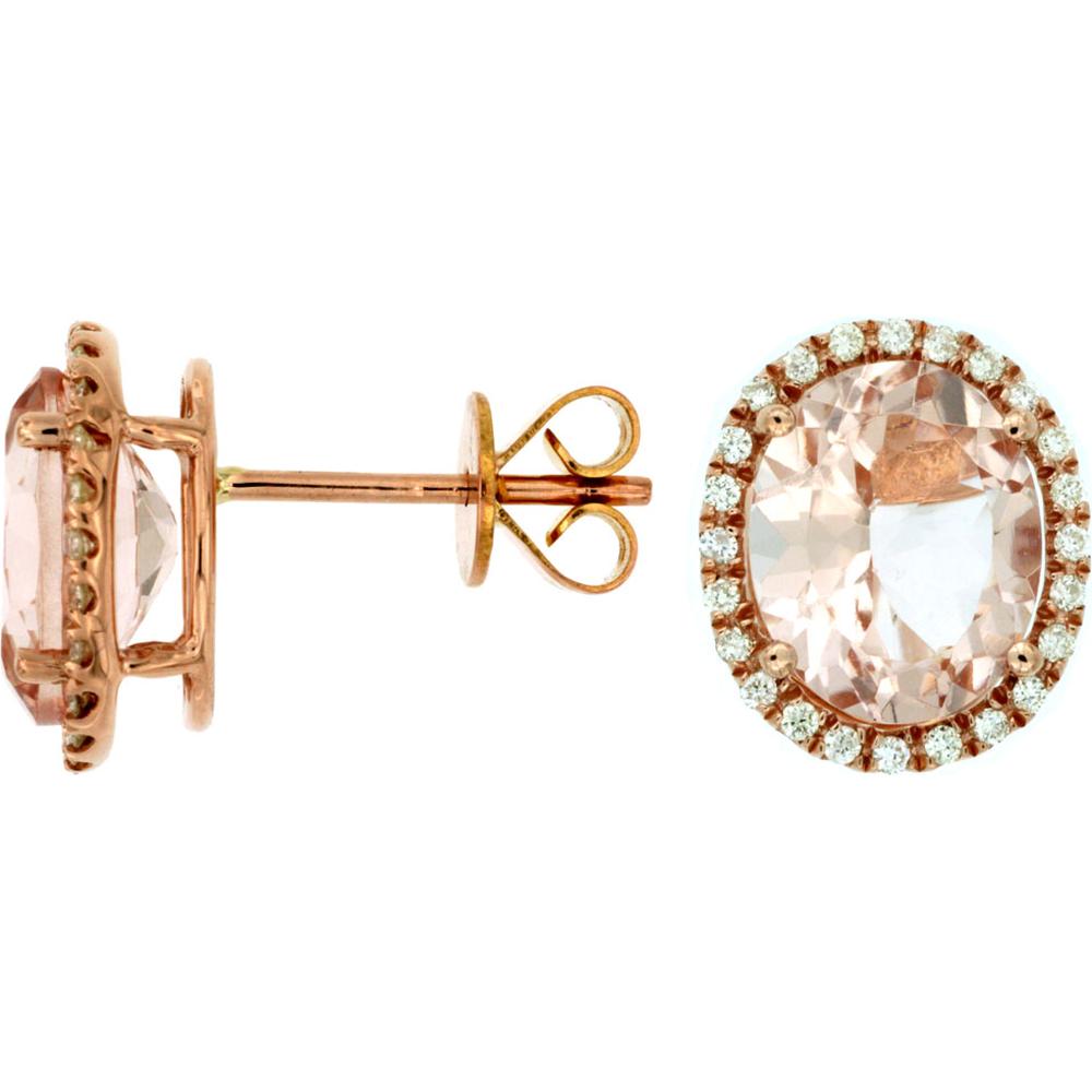 Royal 14K Rose Gold Morganite and Diamond Accent Earrings - Exquisite Feminine Charm