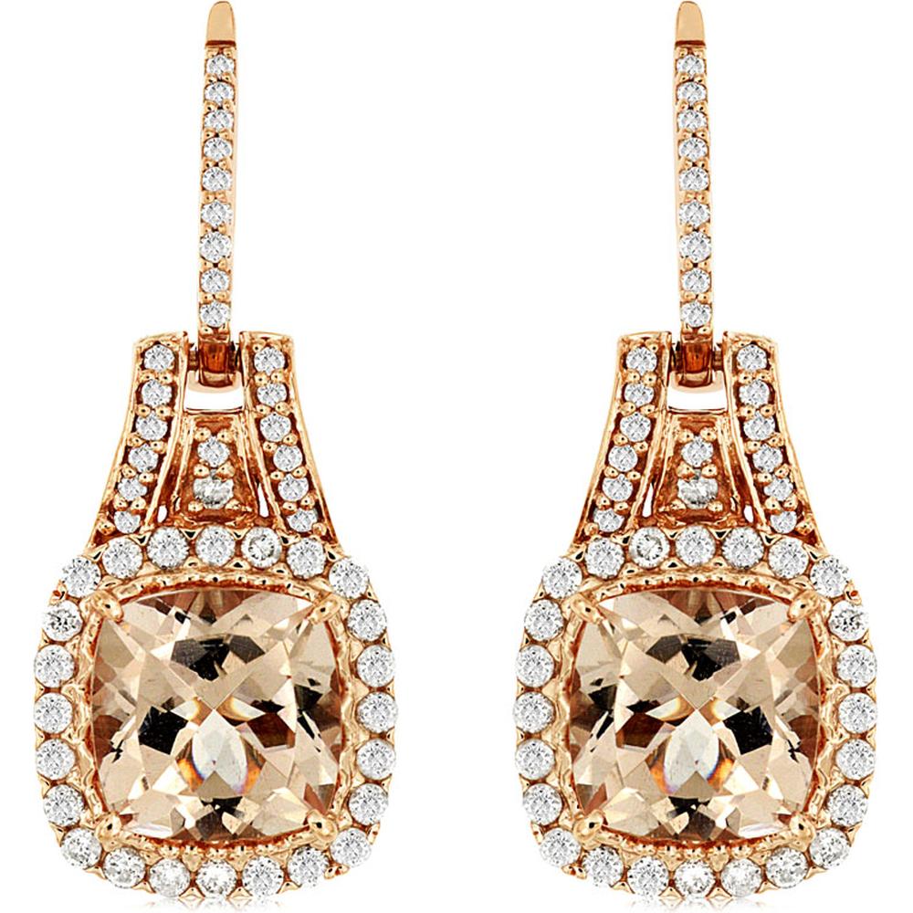 Royal 14K Rose Gold Morganite & Diamond Earrings - 4.00 Carat Morganite