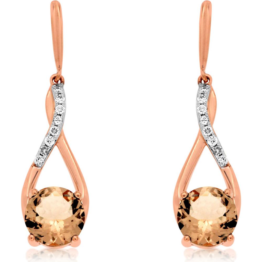 Royal 14K Rose Gold Morganite and Diamond Earrings - Exquisite Elegance