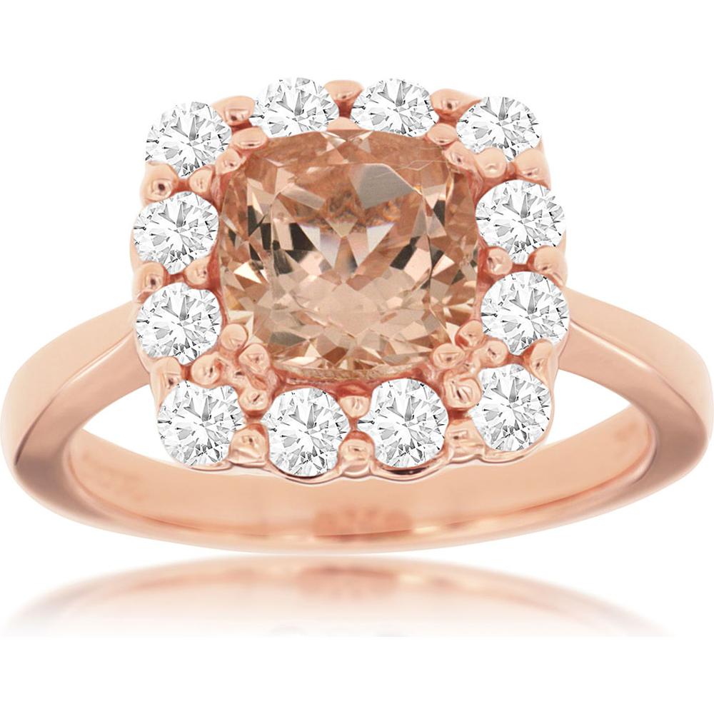 Royal 14K Rose Gold Morganite & Diamond Halo Ring - 1.97 Carats Total Gemstone Weight