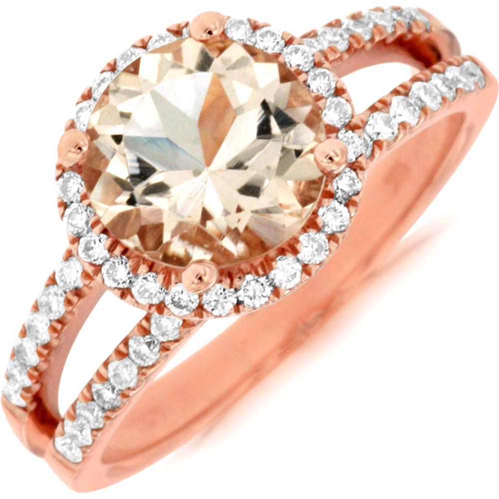 Royal 14K Rose Gold Morganite & Diamond Halo Ring - 2.25 Carats Total Weight