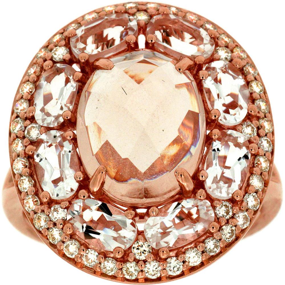 Royal 14K Rose Gold Morganite and Diamond Oval Ring - 4.50 Carat Total Gem Weight