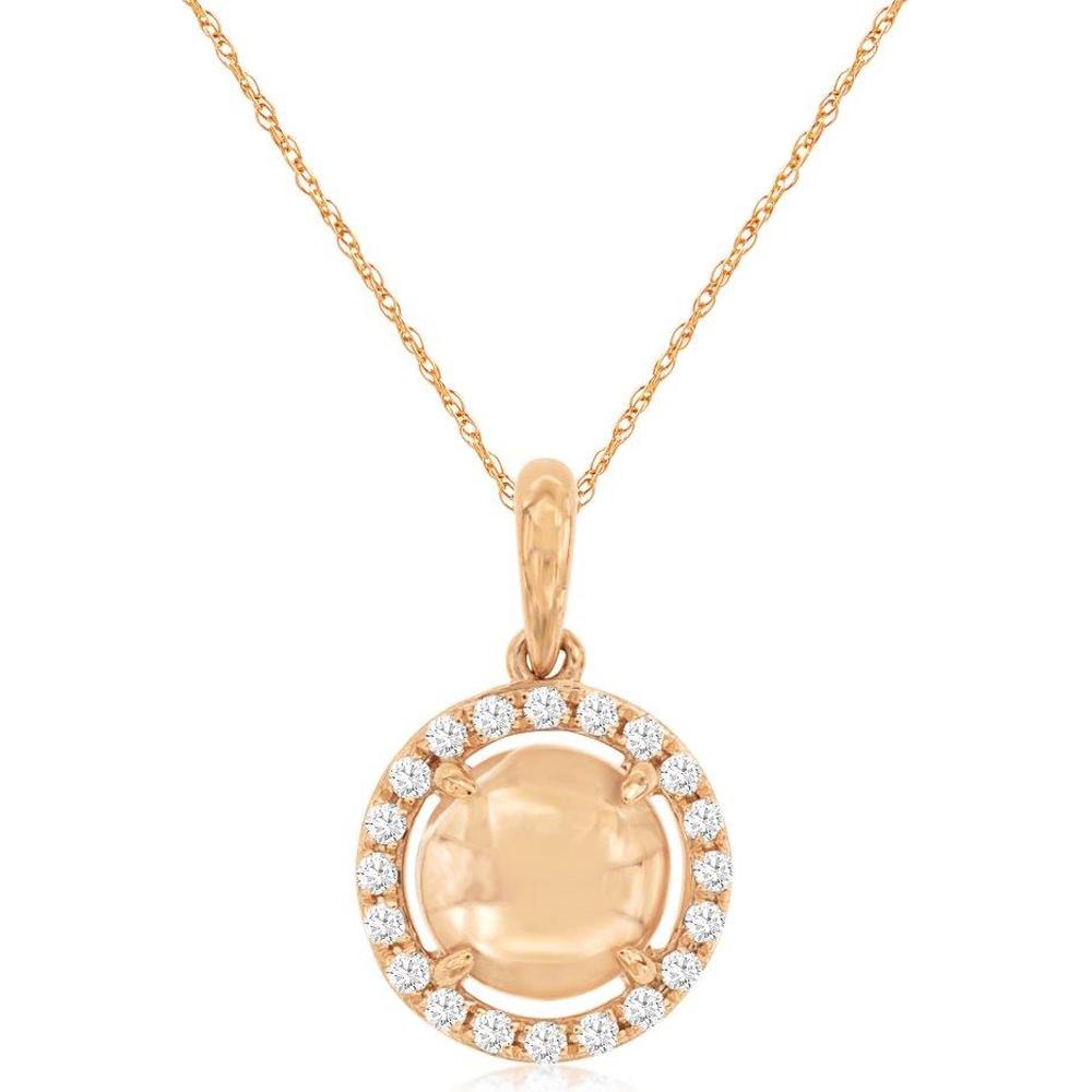Royal 14K Rose Gold Morganite & Diamond Pendant - 1.05 Carat Morganite - 0.12 Carat Diamond Total Weight