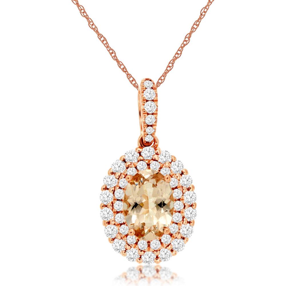 Royal 14K Rose Gold Morganite & Diamond Pendant - 1.05 Carat Total Gem Weight