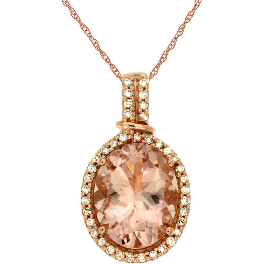 Royal 14K Rose Gold Morganite & Diamond Pendant - 2.60 Carat Morganite, 0.17 Carat Diamond Total Weight