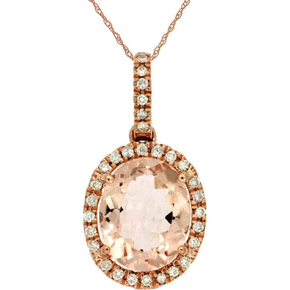 Royal 14K Rose Gold Morganite & Diamond Pendant - 2.78 Carat Total Gem Weight
