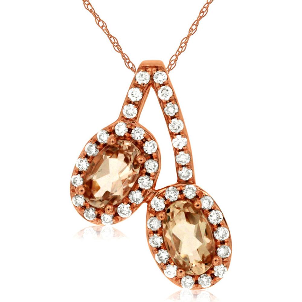 Royal 14K Rose Gold Morganite and Diamond Pendant - Captivating Elegance