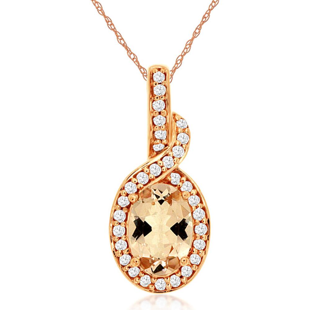 Royal 14K Rose Gold Morganite and Diamond Pendant - Elegant Feminine Charm