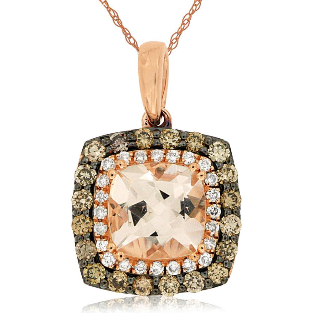 Royal 14K Rose Gold Morganite and Diamond Pendant - Enchanted Elegance