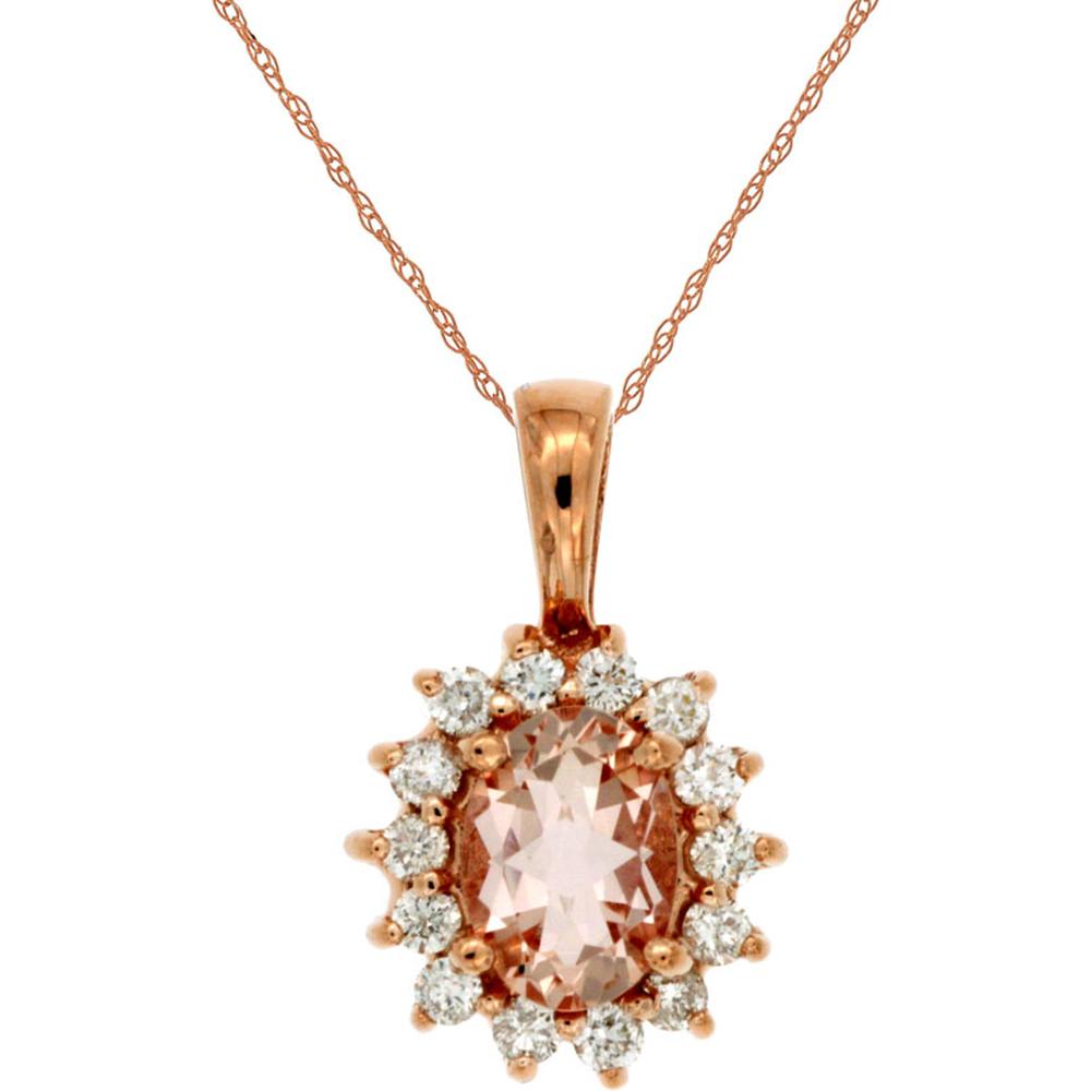 Royal 14K Rose Gold Morganite and Diamond Pendant - Ethereal Blush Necklace