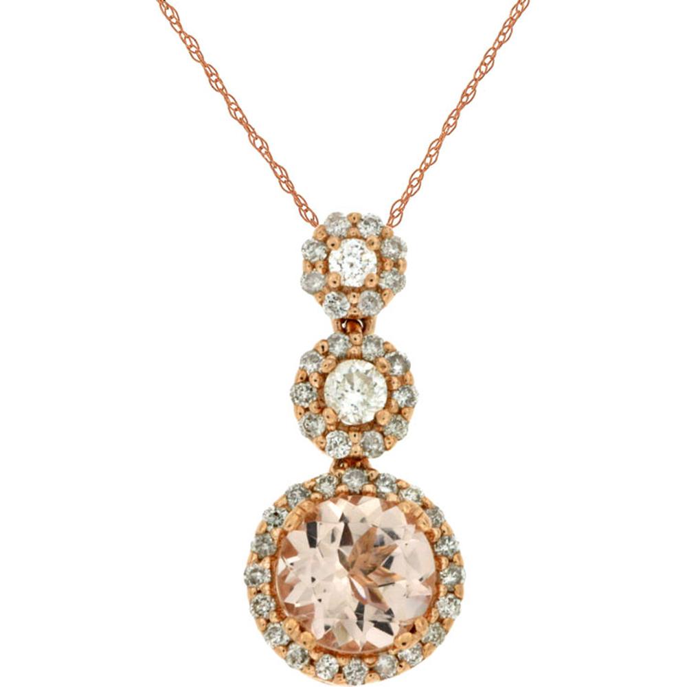 Royal 14K Rose Gold Morganite & Diamond Pendant - Exquisite Elegance