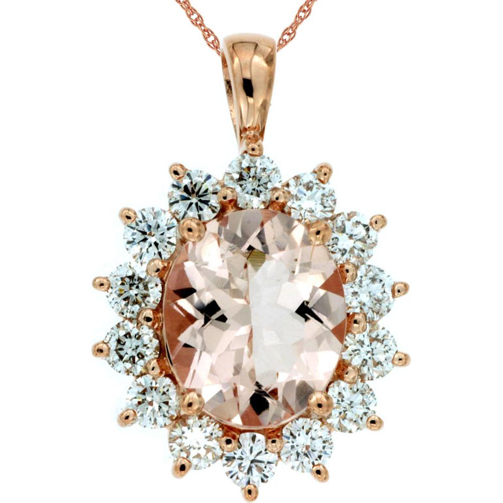 Royal 14K Rose Gold Morganite & Diamond Pendant - Exquisite Feminine Elegance