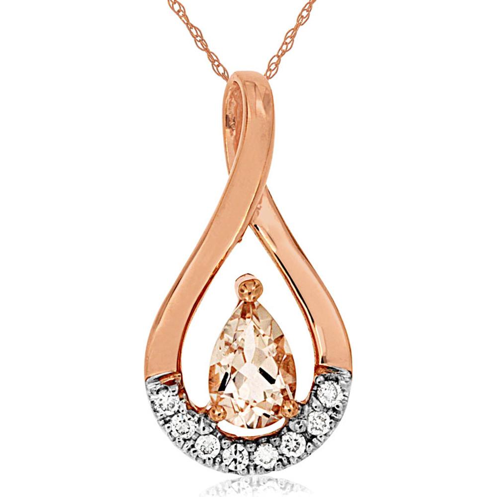 Royal 14K Rose Gold Morganite & Diamond Pendant - Timeless Romance