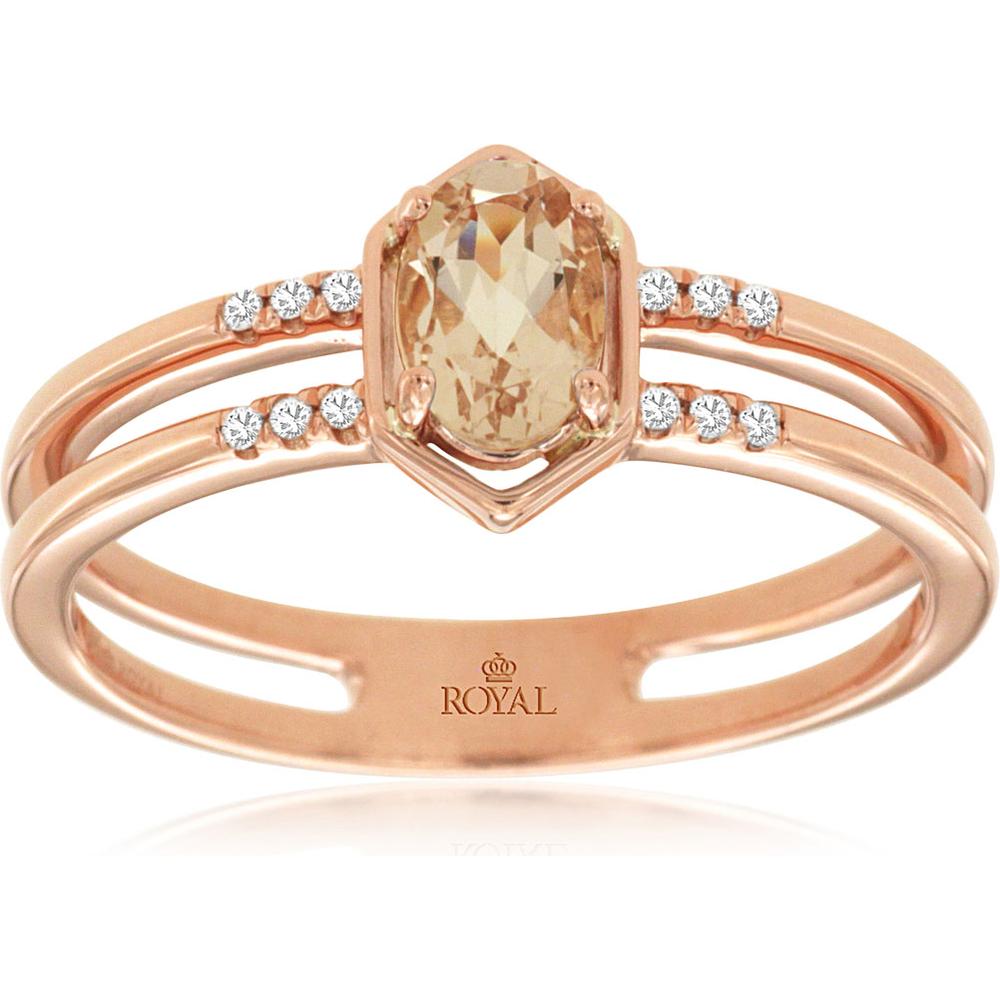 Royal 14K Rose Gold Morganite and Diamond Ring - 0.44 Carats Total Gem Weight