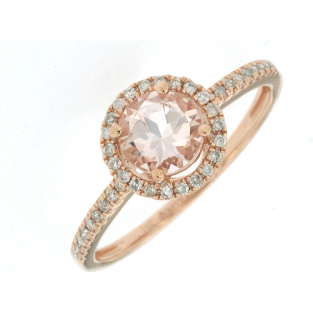 Royal 14K Rose Gold Morganite & Diamond Ring - 0.75 Carat Morganite, 0.16 Carat Diamonds