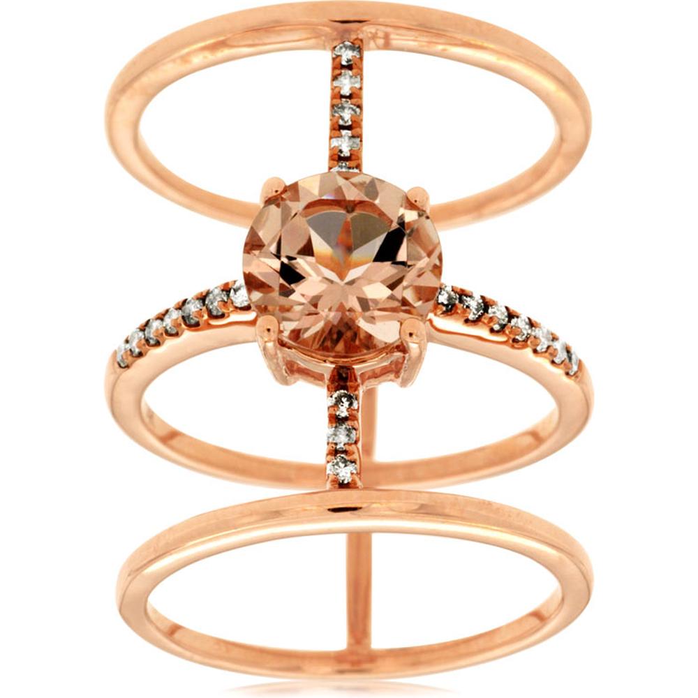 Royal 14K Rose Gold Morganite & Diamond Ring - 1.00 Carat Morganite, 0.18 Carat Diamond Total Weight