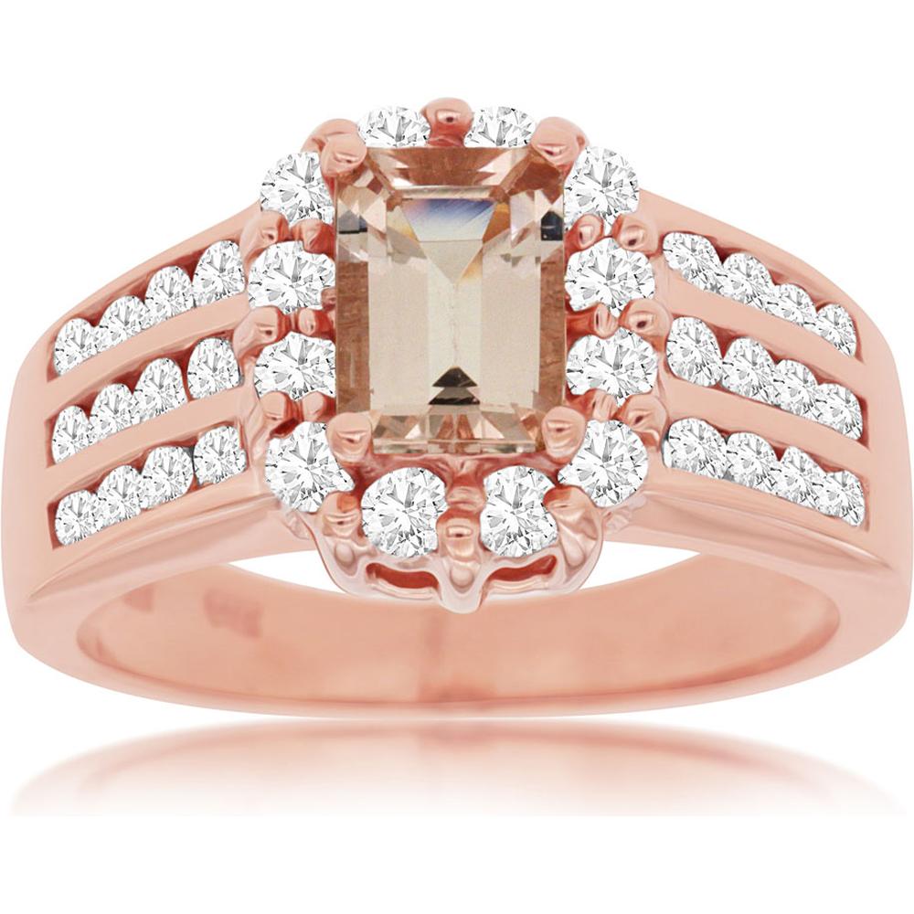 Royal 14K Rose Gold Morganite & Diamond Ring - 1.00 Carat Morganite, 0.95 Carat Diamonds