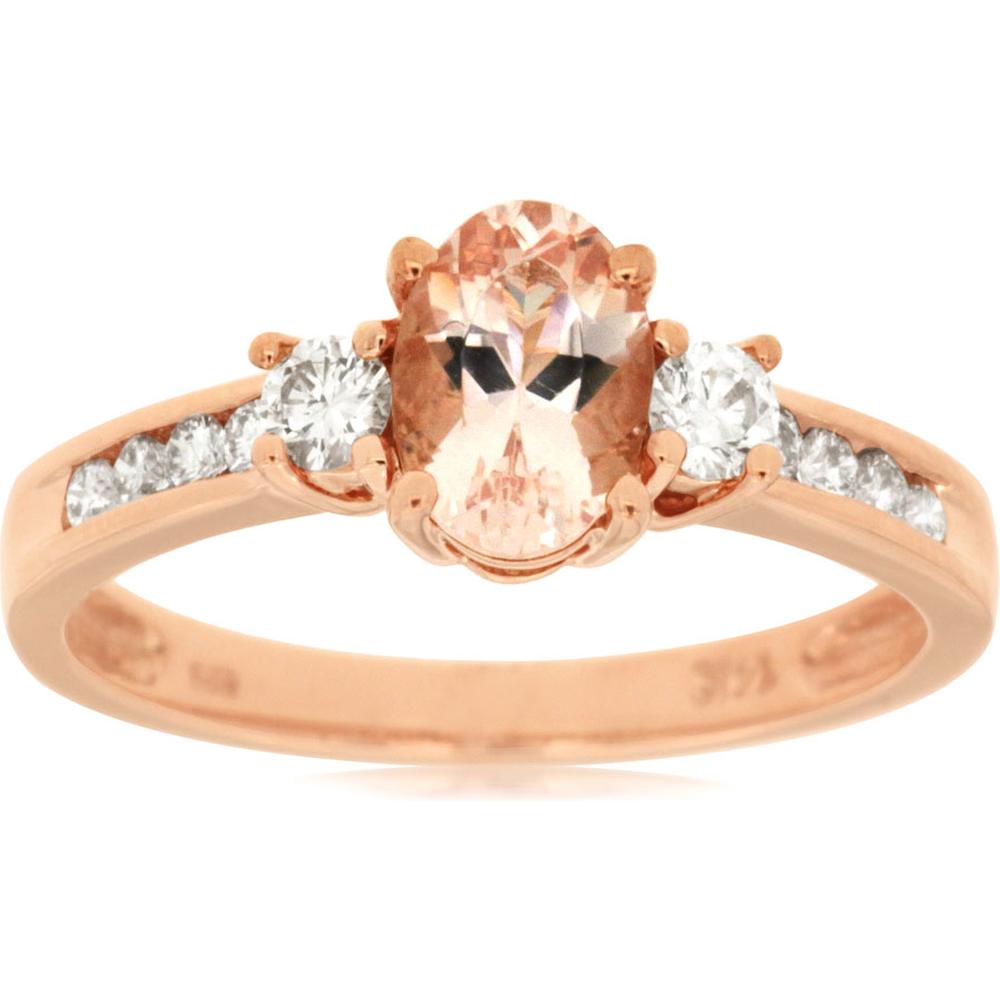 Royal 14K Rose Gold Morganite & Diamond Ring - 1.05 Carat Total Gem Weight