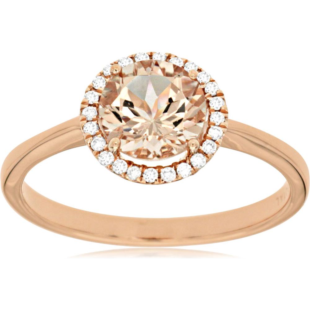 Royal 14K Rose Gold Morganite & Diamond Ring - 1.60 Carat Morganite, 0.10 Carat Diamonds