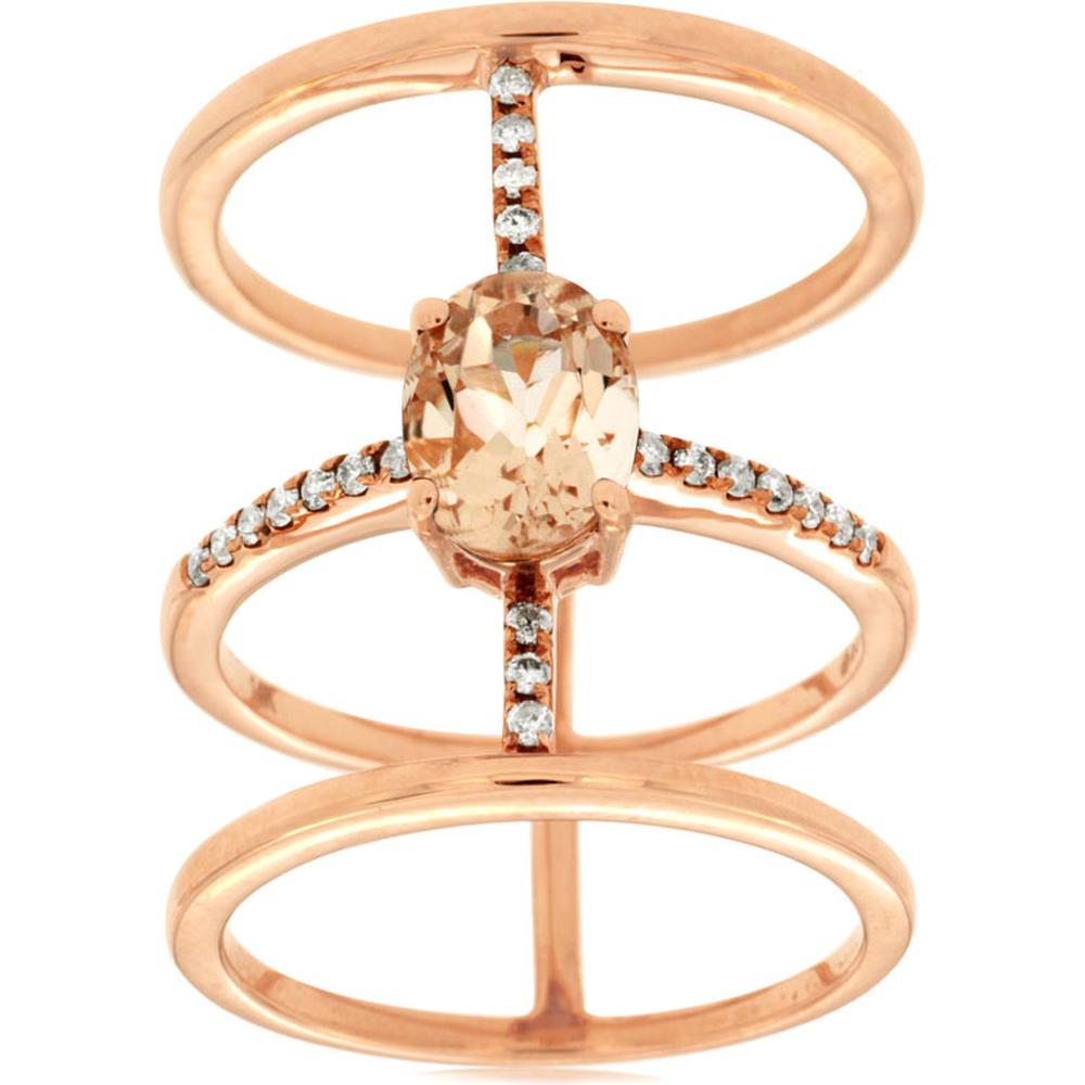 Royal 14K Rose Gold Morganite & Diamond Ring - Exquisite Blush Elegance