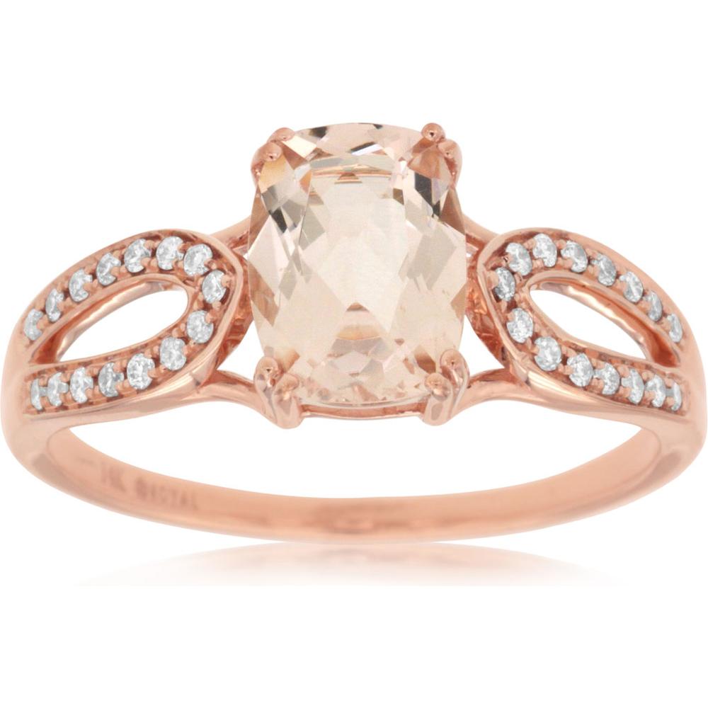 Royal 14K Rose Gold Morganite & Diamond Ring - Exquisite Cushion-Cut Beauty