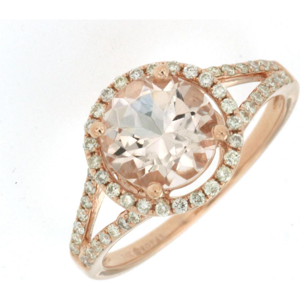 Royal 14K Rose Gold Morganite & Diamond Ring - Exquisite Elegance
