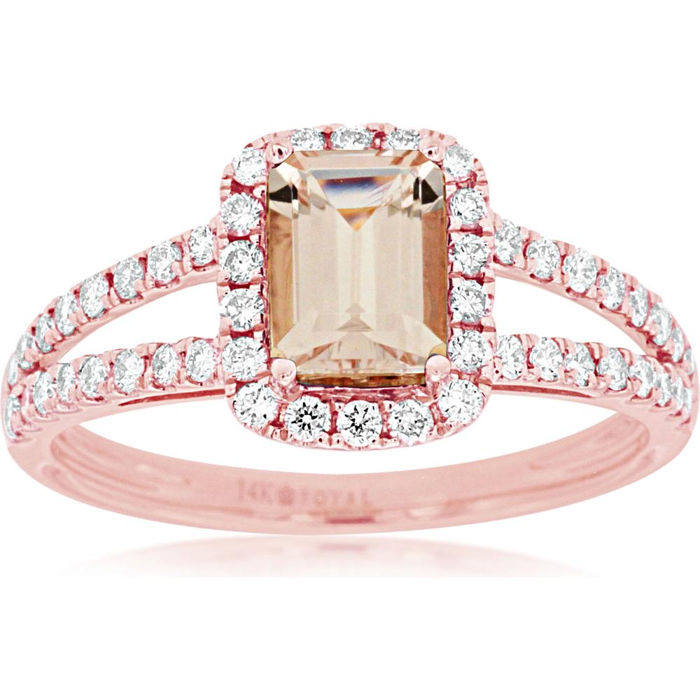 Royal 14K Rose Gold Morganite & Diamond Ring - Exquisite Elegance