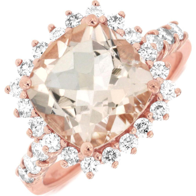 Royal 14K Rose Gold Morganite & Diamond Ring - Exquisite Romance