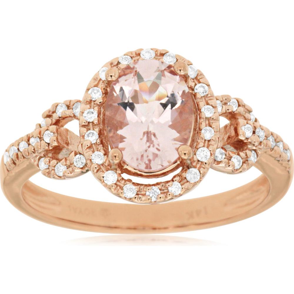 Royal 14K Rose Gold Morganite & Diamond Ring - Timeless Elegance and Grace