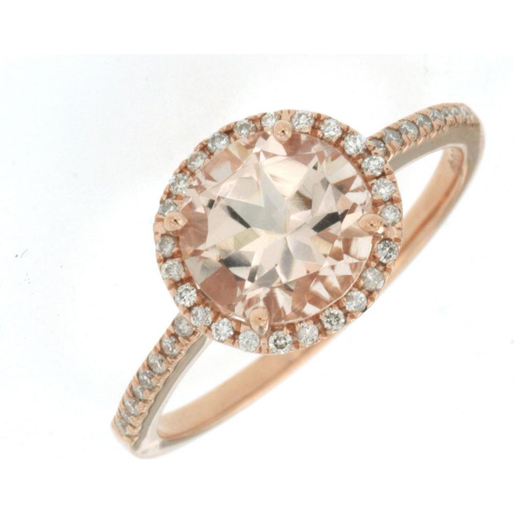 Royal 14K Rose Gold Morganite and Diamond Ring - Timeless Elegance