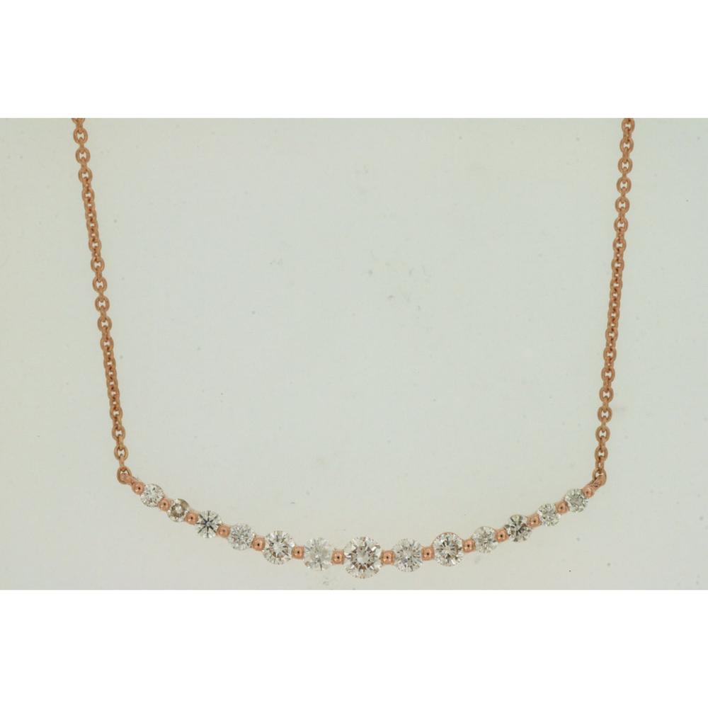 Royal 14K Rose Gold Necklace with Graduating Round Diamonds - 0.31 Carat Total Diamond Weight